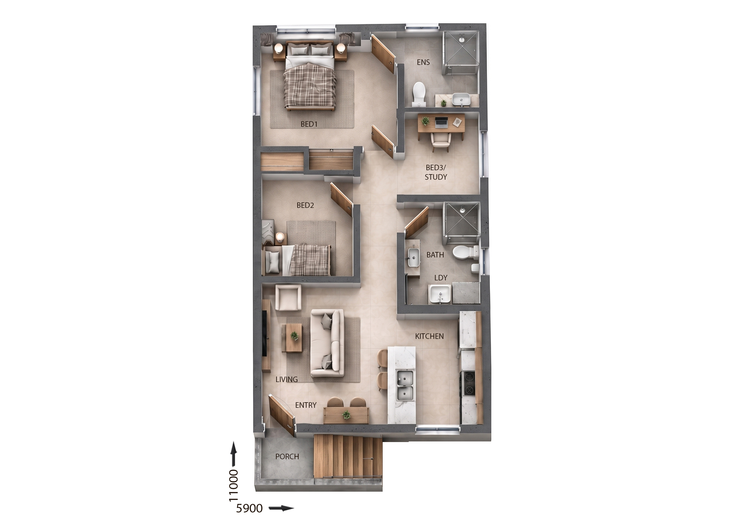 GR8925 — 2 bedroom home floor plan by Dixon Homes