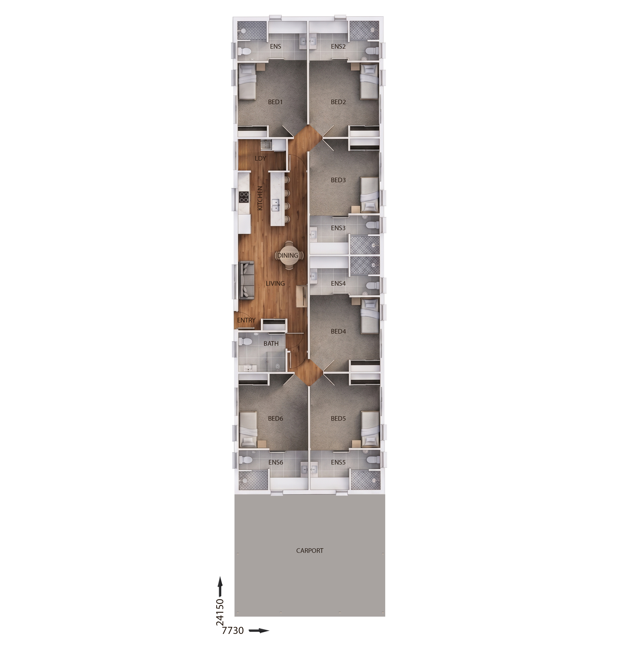 SC7903 — 6 bedroom home floor plan by Dixon Homes